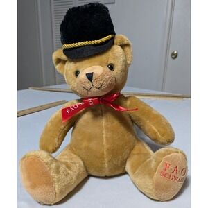 FAO SCHWARZ Soldier Hat Red Bow Tie Teddy Bear
